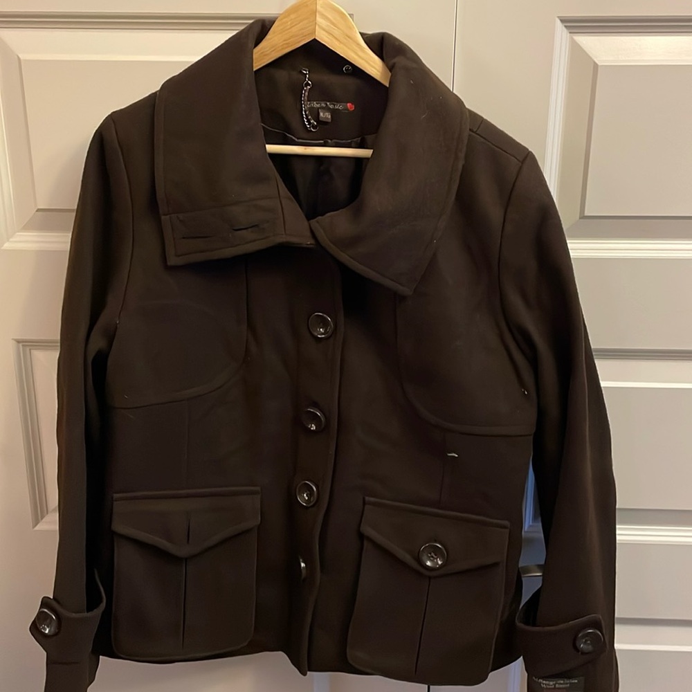 Ladies size XL brown felt bomber jacket